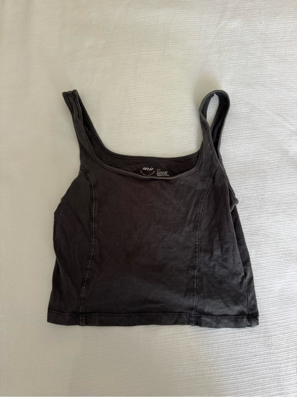aerie Black Cropped Scoop Tank